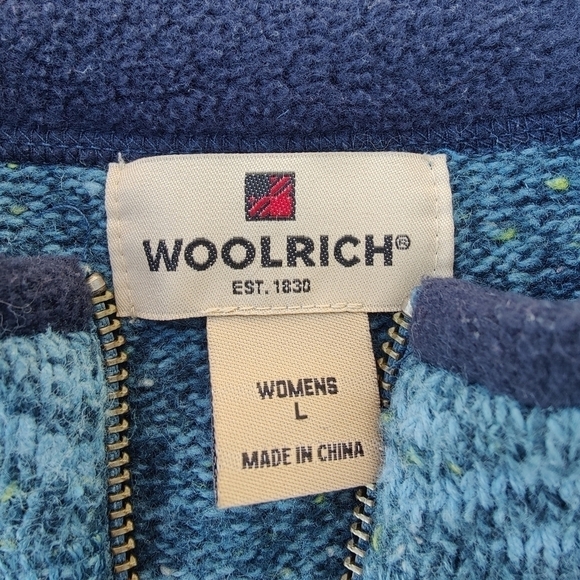 Woolrich Sweater Jacket Peacock Heather Blue Wool Blend Zip Up Womens L Large - Picture 2 of 11